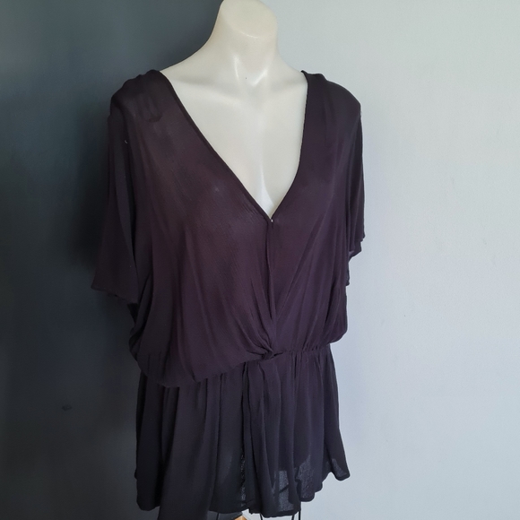 Women's size S =16 'CITY CHIC' Gorgeous black crepe viscose blouse top- EUC - Picture 4 of 7